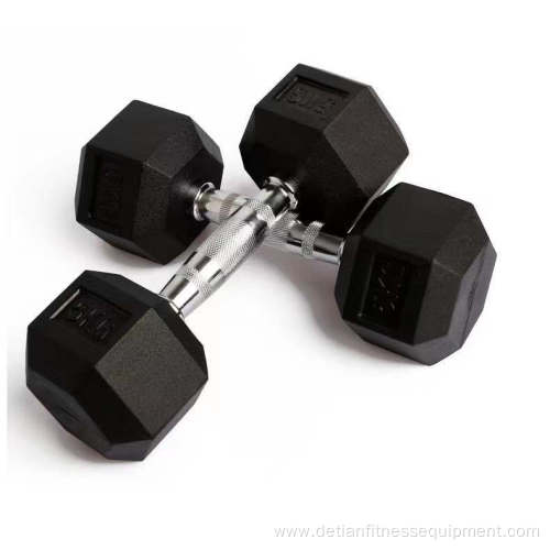 gym fitness hex rubber coated dumbbell factory